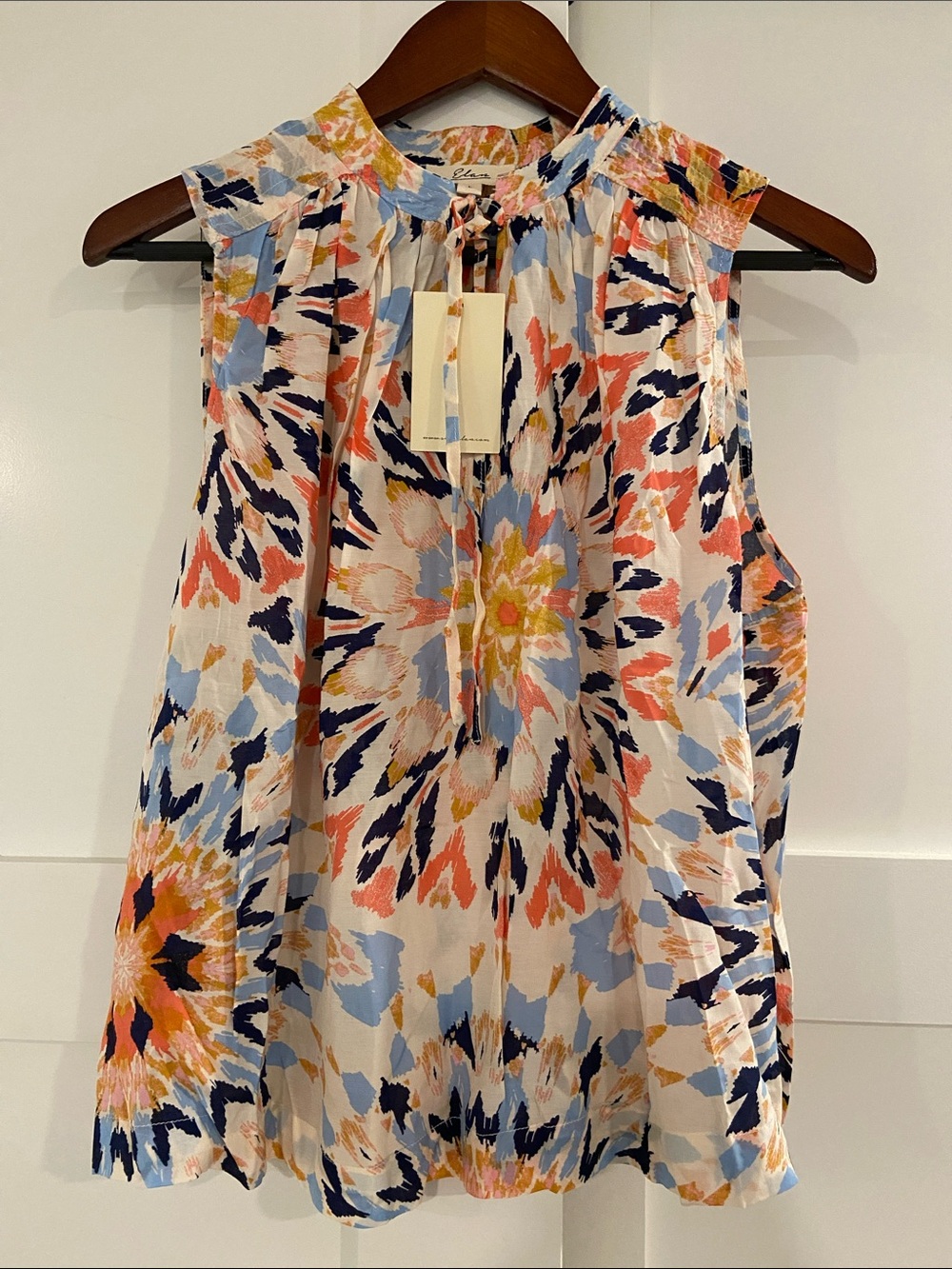 Elan Sleeveless Floral Camisole - Navy, Coral, Light Blue, Yellow